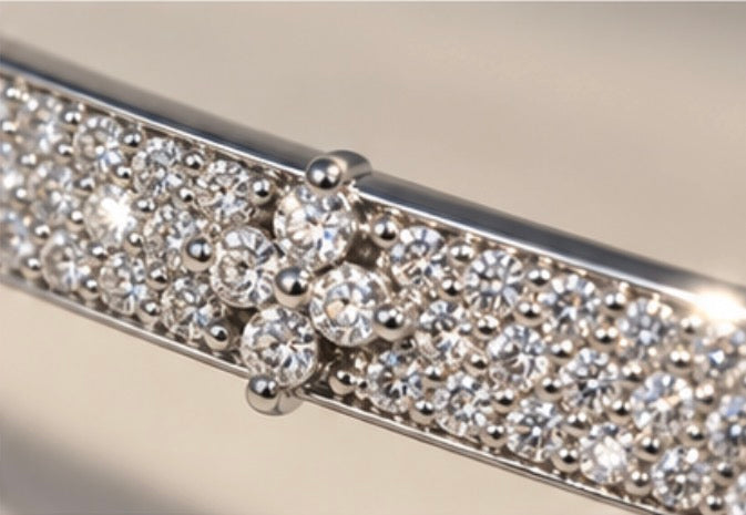 Silver Crystal Blossom Bangle