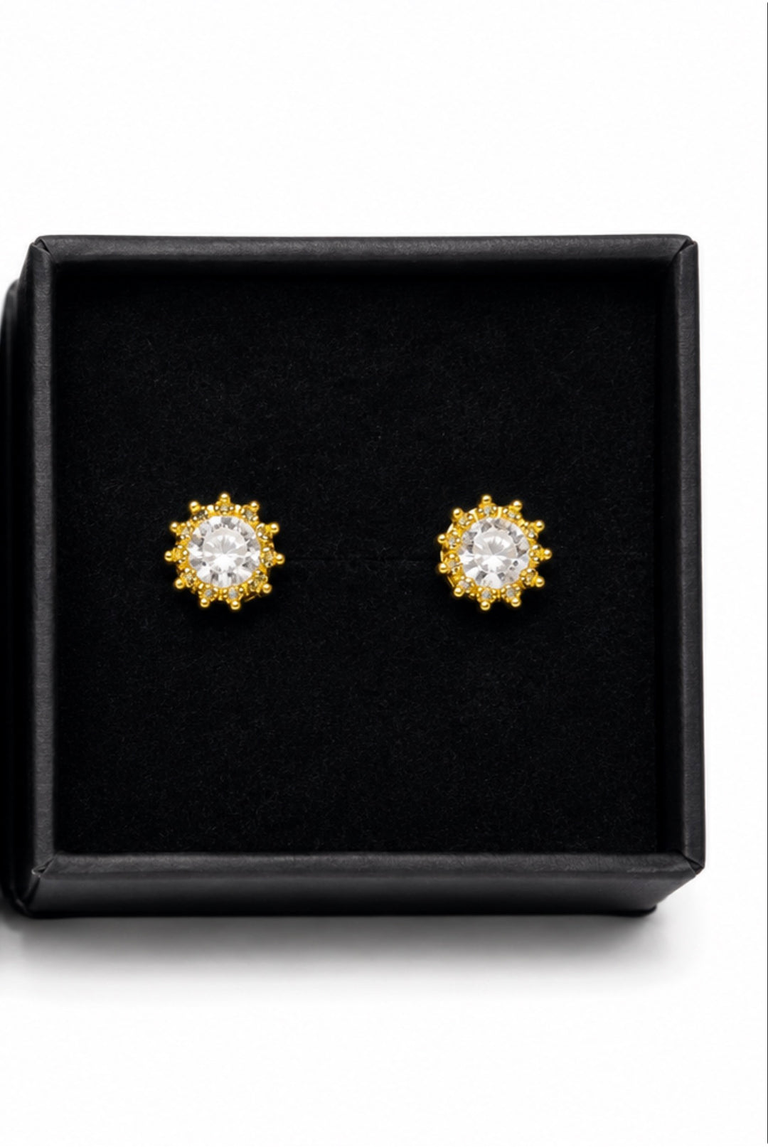 Crystal Crown Stud Earrings – in Silver or Gold