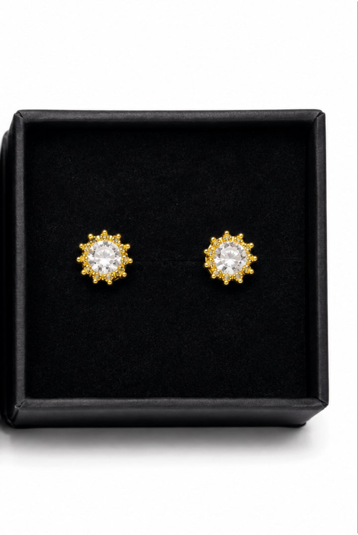 Crystal Crown Stud Earrings – in Silver or Gold