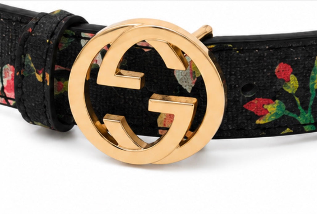 Black Floral Statement Belt