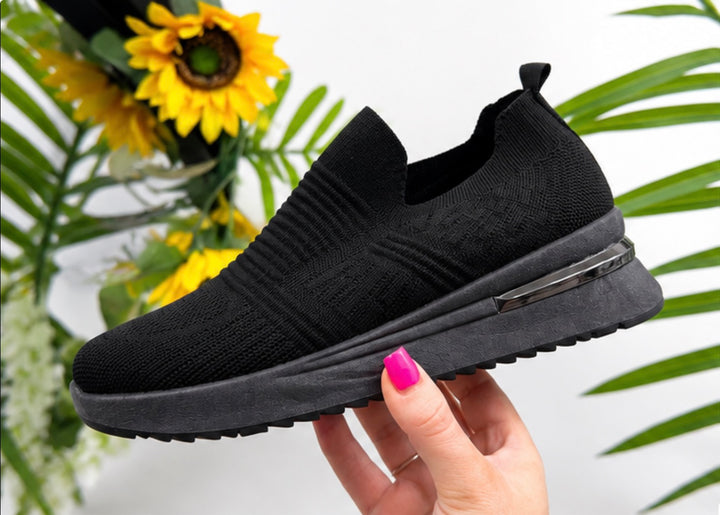 Black Slip On Ankle Sock Trainers