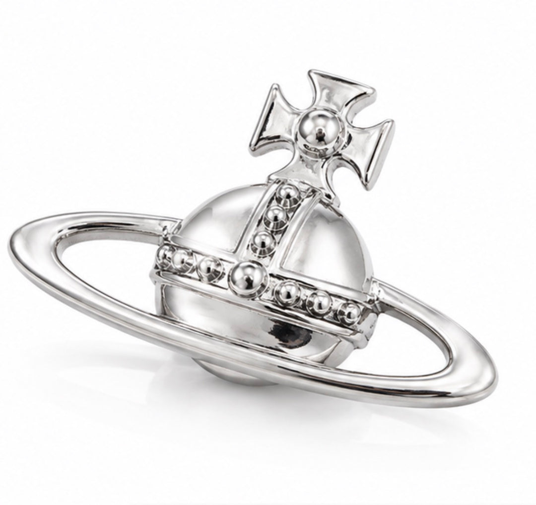 Silver Statement Planet Brooch