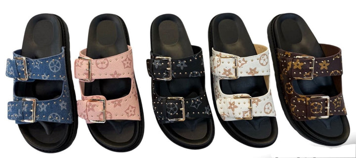 Choice of colour sliders with flower detail and a black sole 
