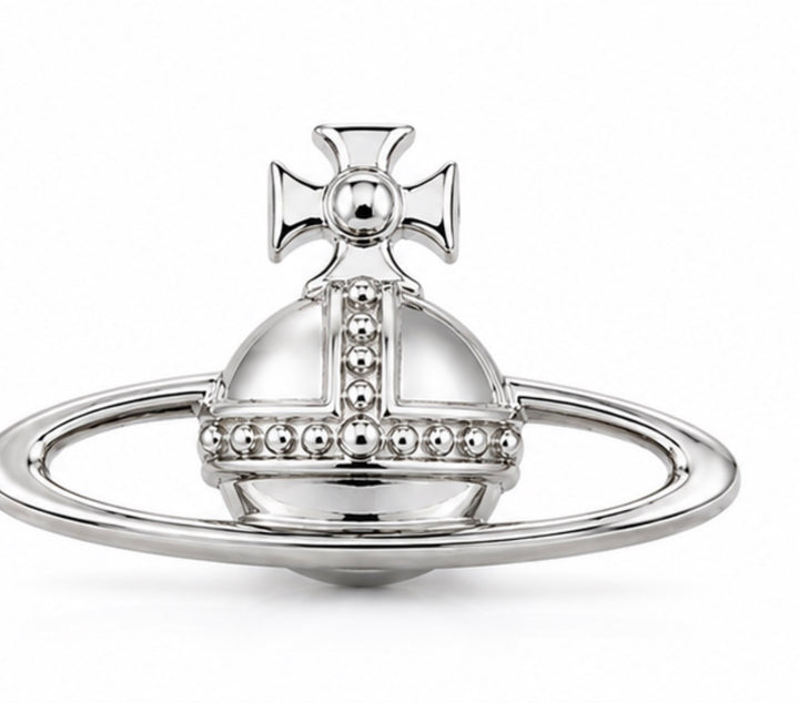 Silver Planet Orb Statement Brooch