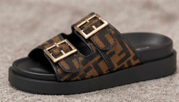 Monogram Double Buckle Sandals