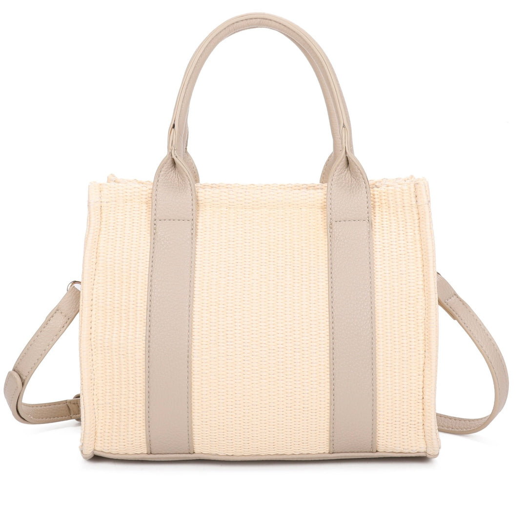 Small Straw Tote Bag with Crossbody Strap