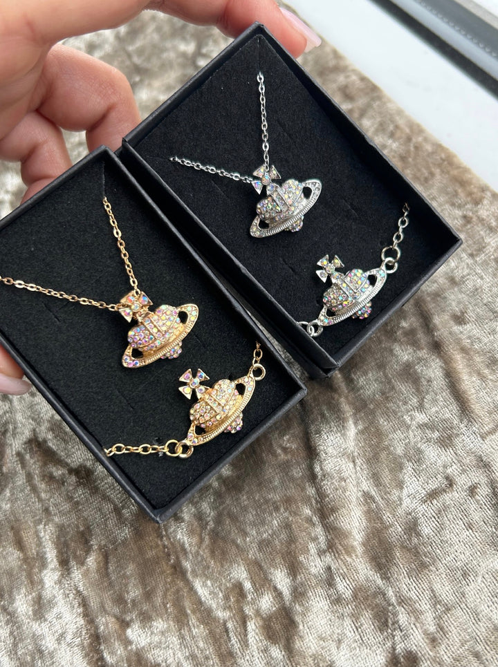 Crystal planet jewellery set