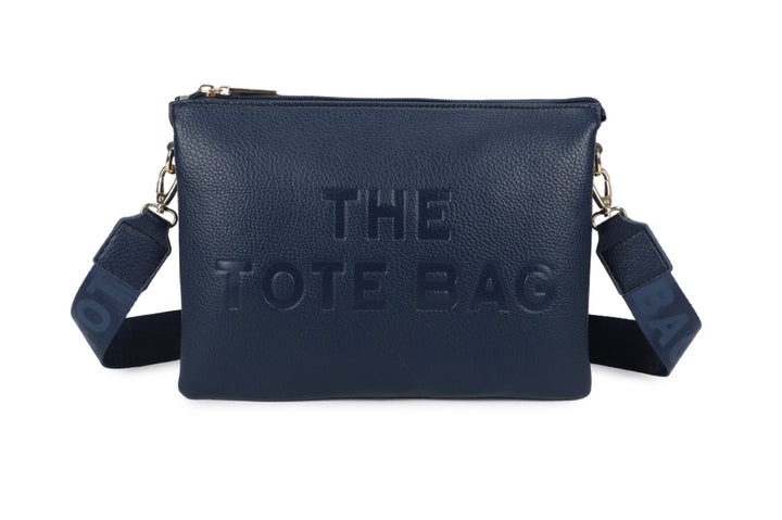 Tote Crossbody Bag With Text Strap