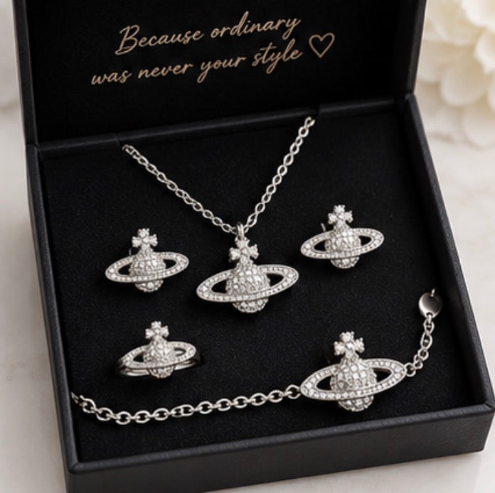 Silver Sparkle Orb 4-Piece Jewellery Set