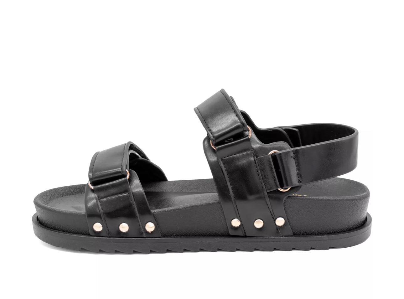 Women’s black faux leather sandals