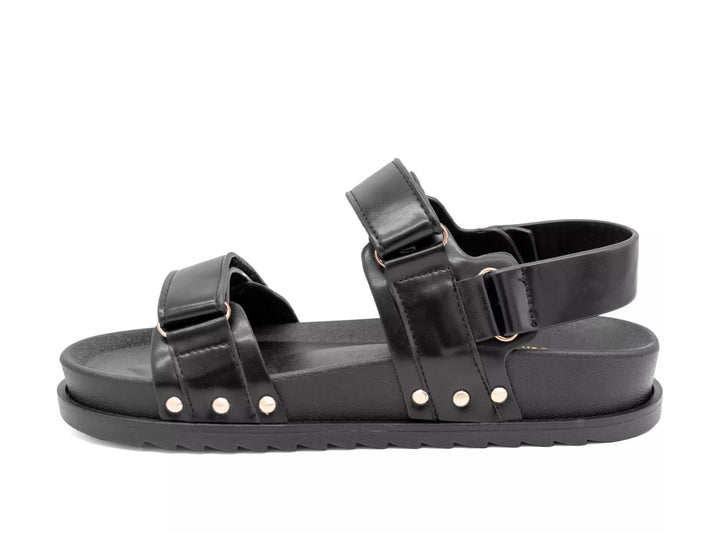 Black and gold detail gladiator sandals 