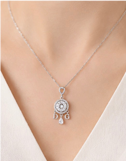 Silver Crystal Statement Pendant Necklace