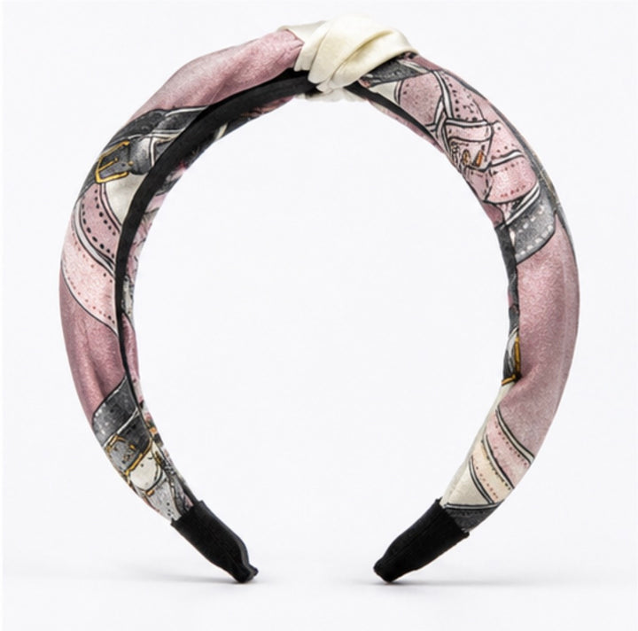 Purple Satin Printed Knot Headband
