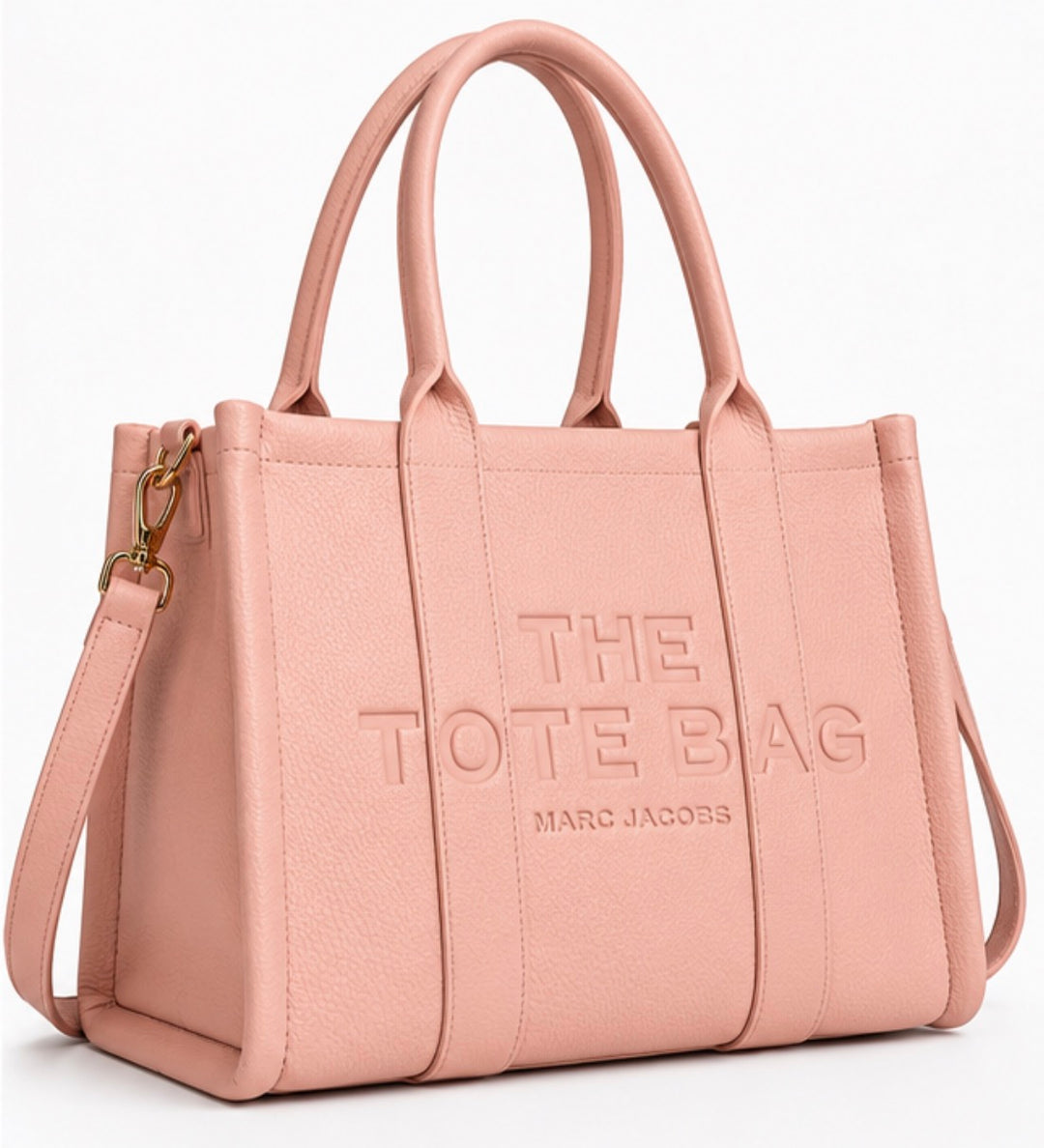 Pink Pebbled Tote Bag with Top Handles &amp; Shoulder Strap