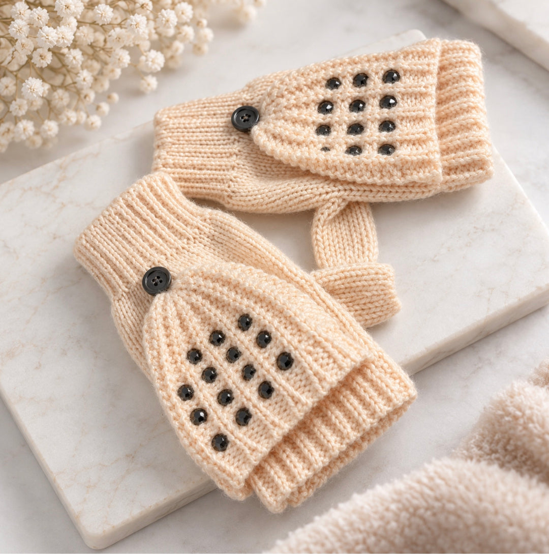 Pink Sparkle Knitted Baby Mittens
