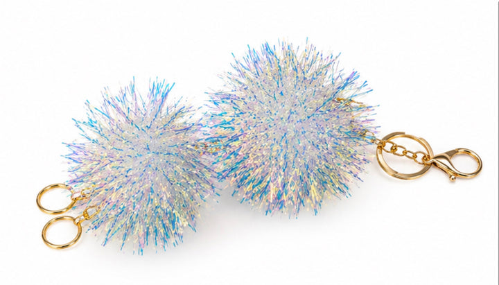 Iridescent Pom Pom Keyring Charm