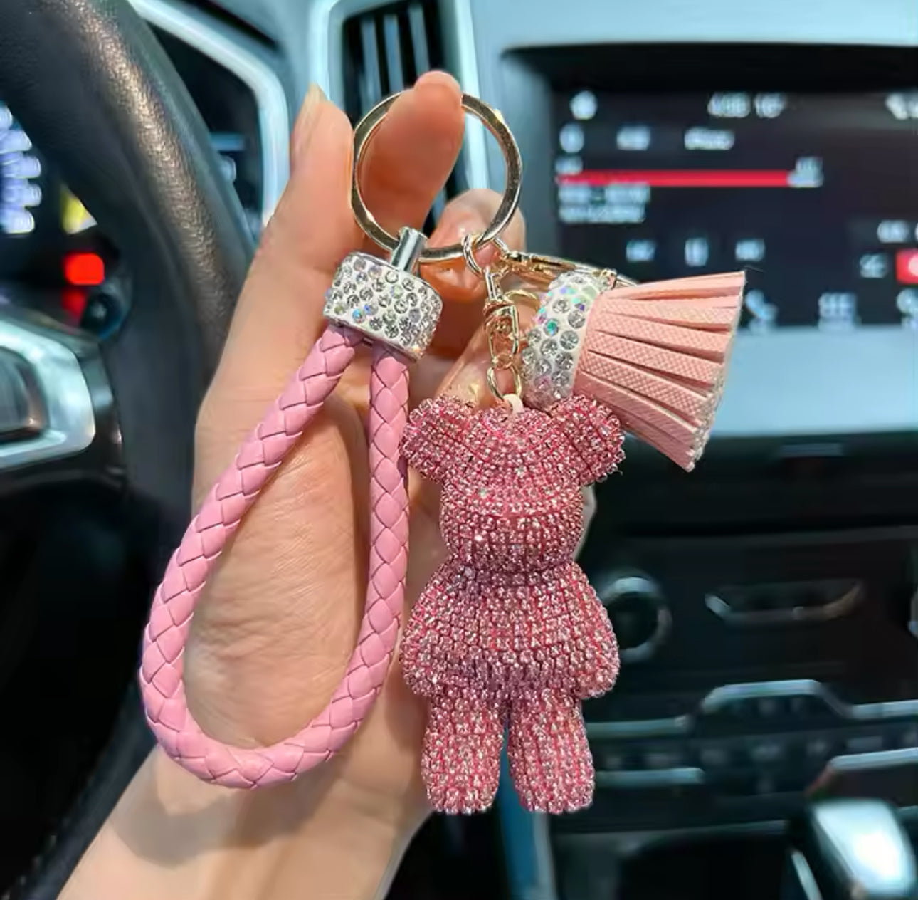 Crystal Studded small bear Key Chain cute Dynamic Rope Tassel car Key ring