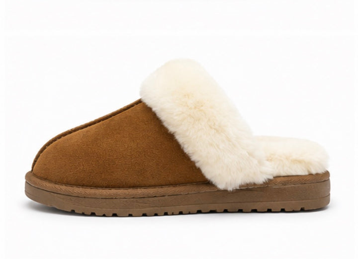 Luxury Faux Fur Mule Slippers – Soft Plush Winter Slip-On House Shoes