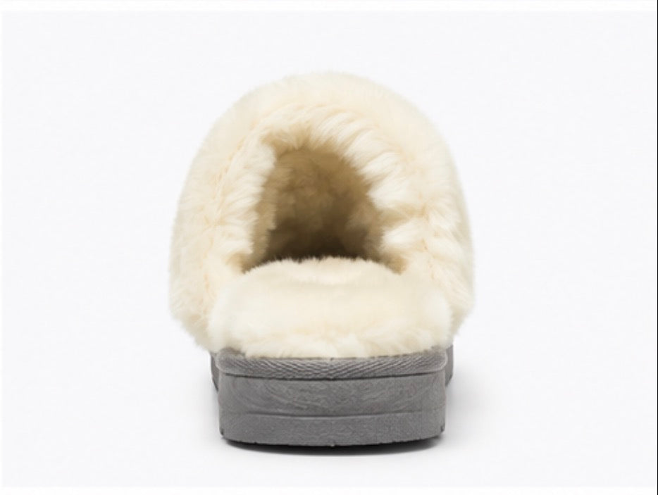 Luxury Faux Fur Mule Slippers – Soft Plush Winter Slip-On House Shoes