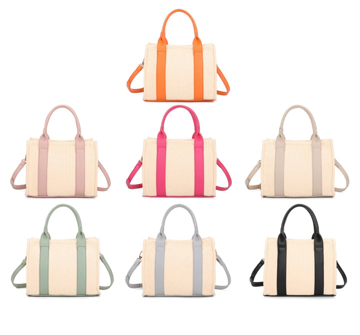 Small Straw Tote Bag with Crossbody Strap