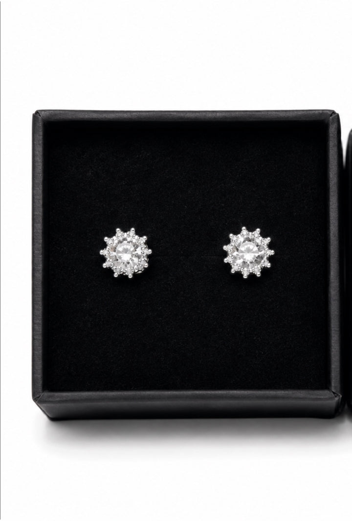 Crystal Crown Stud Earrings – in Silver or Gold
