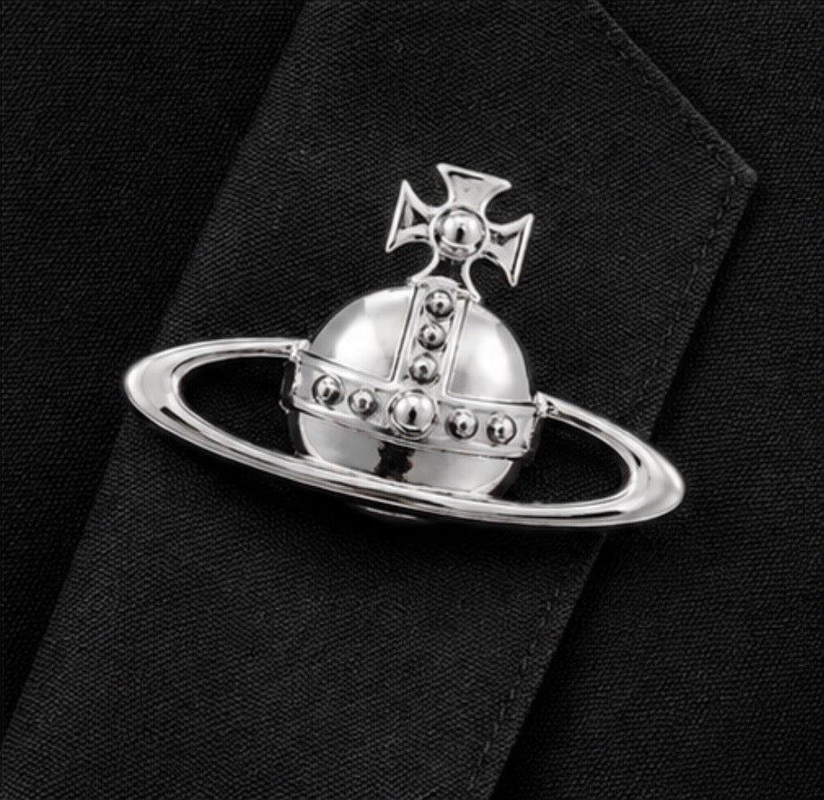 Silver Statement Planet Brooch