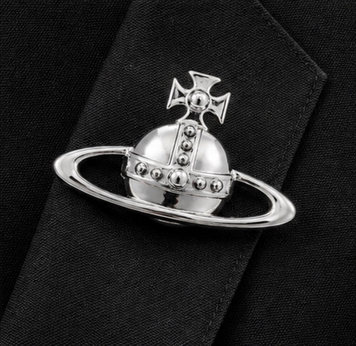 Silver Statement Planet Brooch