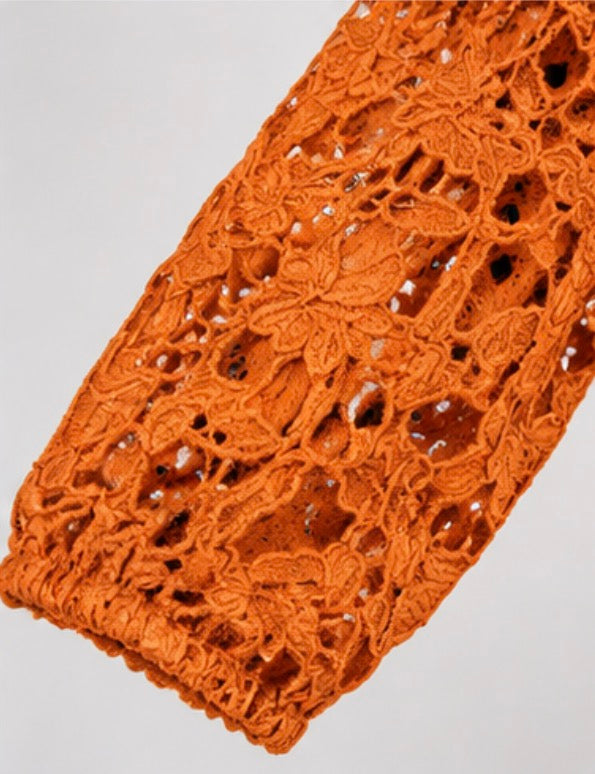 Orange Crochet Lace High-Low Top