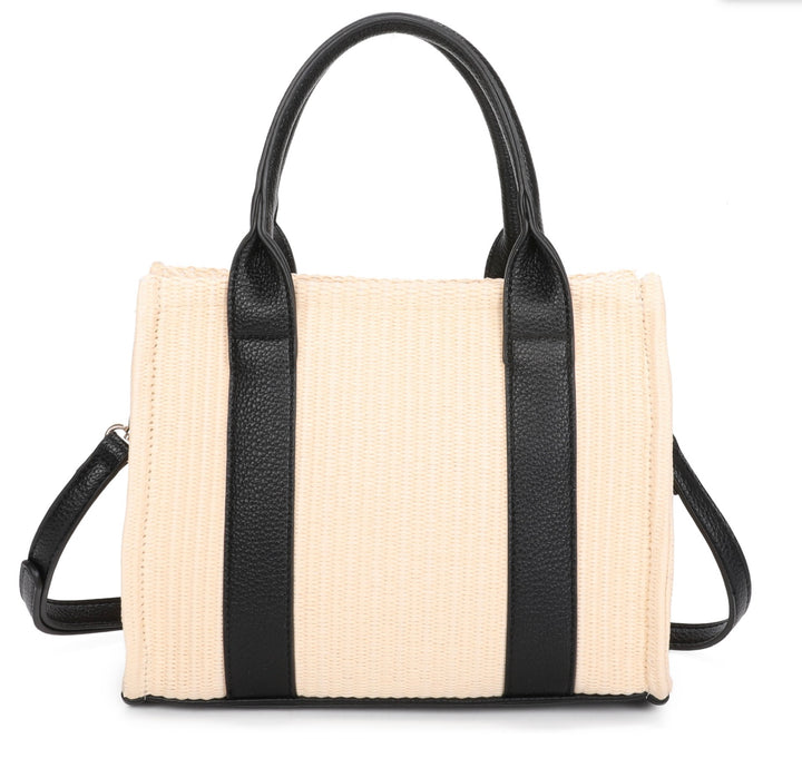 Small Straw Tote Bag with Crossbody Strap