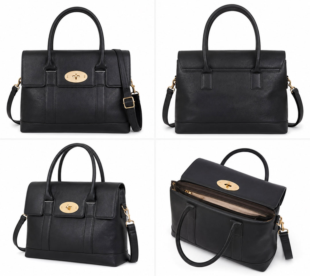 Classic Gold Detail Style Satchel Handbag