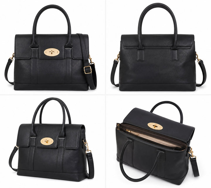 Classic Gold Detail Style Satchel Handbag