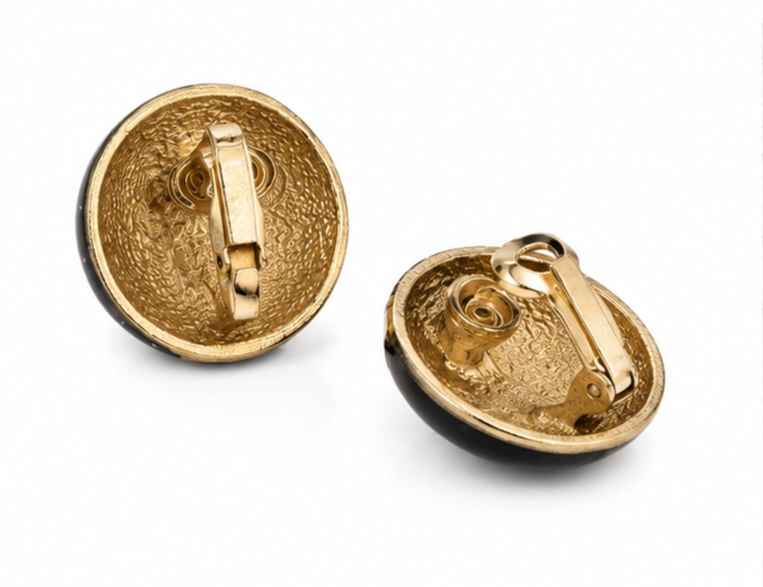 Black &amp; Gold Crystal Statement Clip-On Earrings