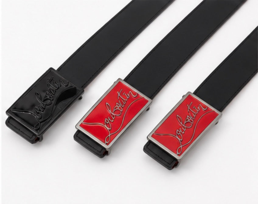 Black &amp; Red Statement Plaque Belt