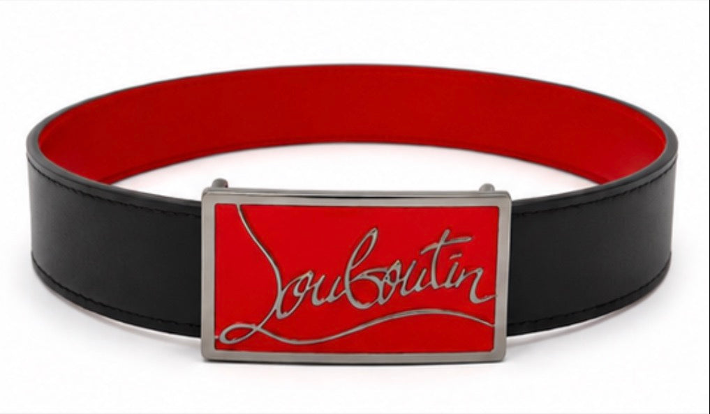 Black &amp; Red Statement Plaque Belt