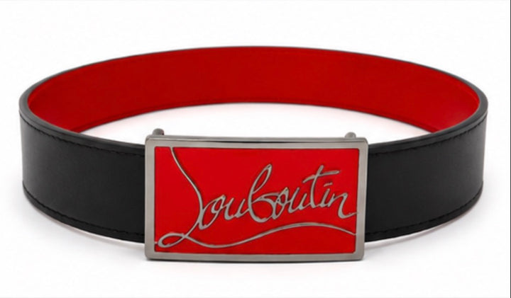 Black &amp; Red Statement Plaque Belt
