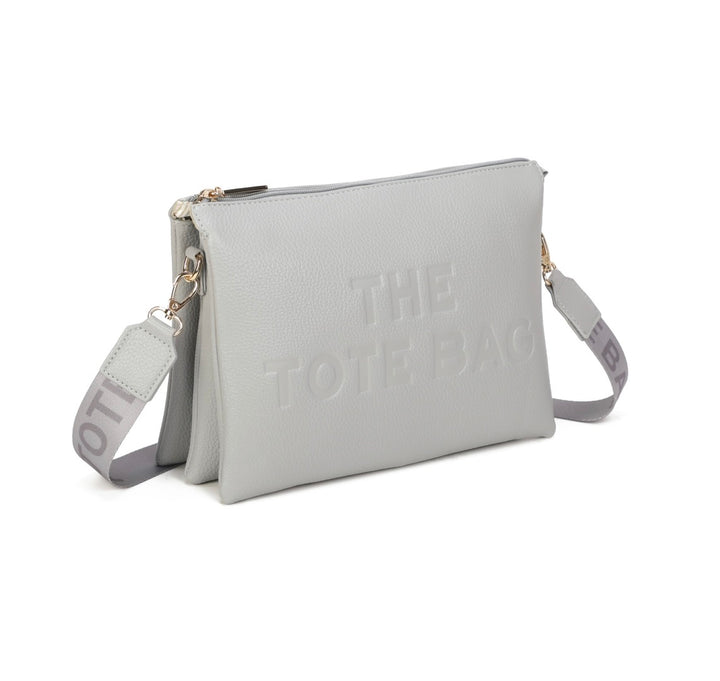 Tote Crossbody Bag With Text Strap