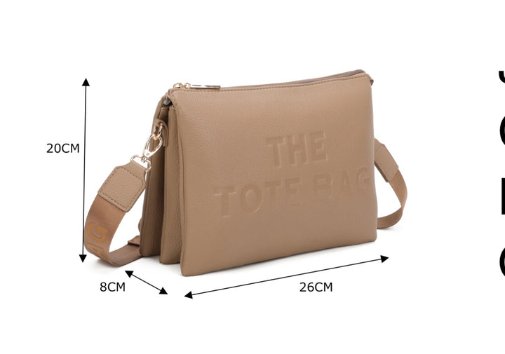 Tote Crossbody Bag With Text Strap