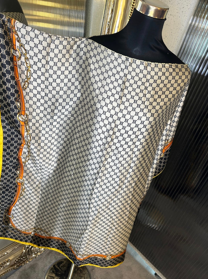 Orange &amp; yellow chain edge detail kaftan