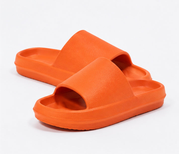 Women’s Slider Sandals | Black &amp; Orange Slip-On Summer Shoes | Lightweight Comfort Slides