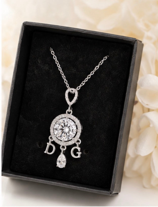 Silver Crystal Statement Pendant Necklace