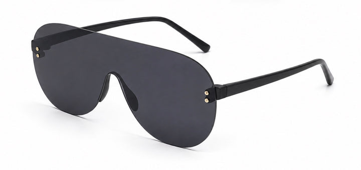 Black Oversized Rimless Shield Sunglasses