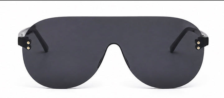 Black Oversized Rimless Shield Sunglasses
