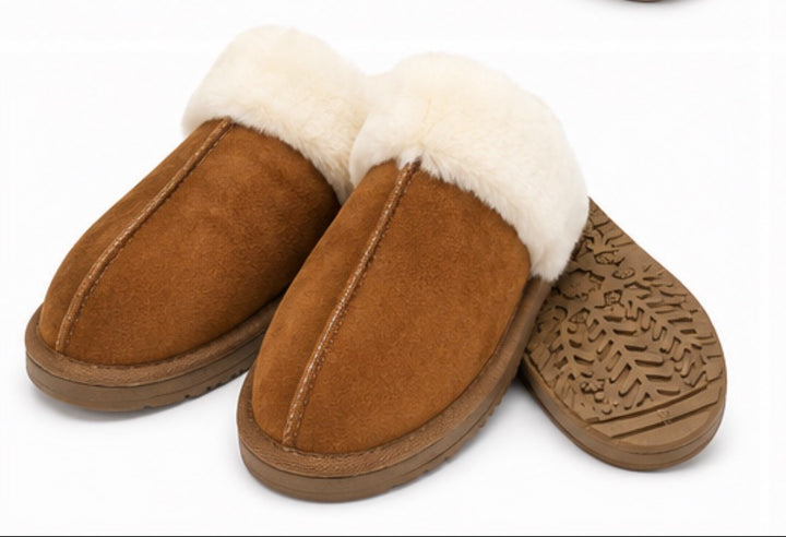 Luxury Faux Fur Mule Slippers – Soft Plush Winter Slip-On House Shoes