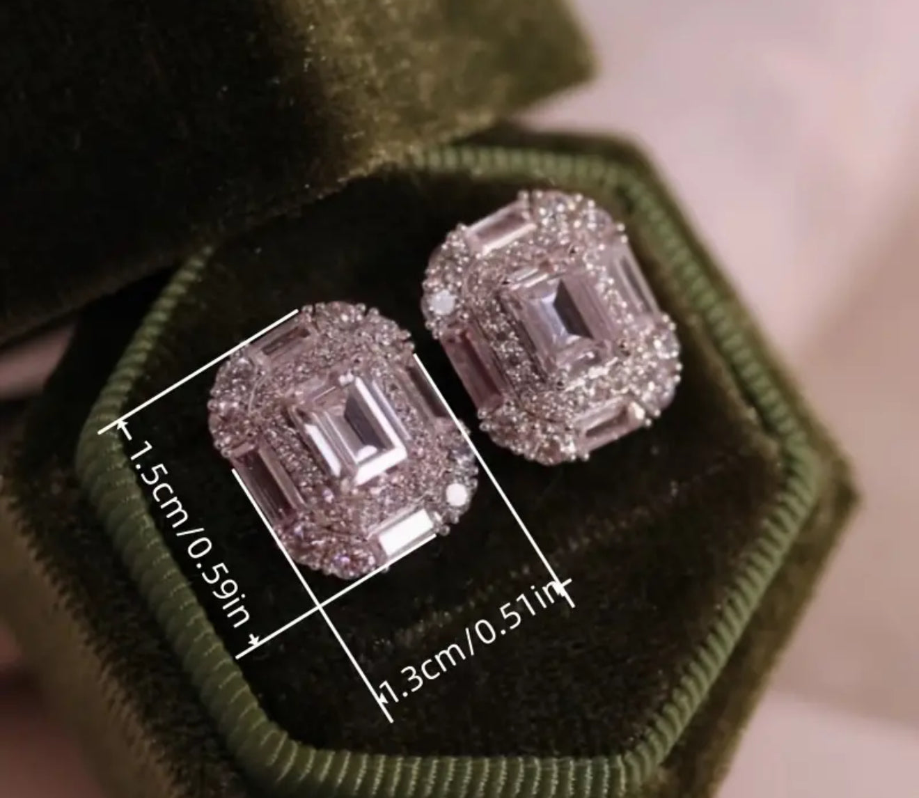 Elegant Rectangular Cubic Zirconia Stud Earrings