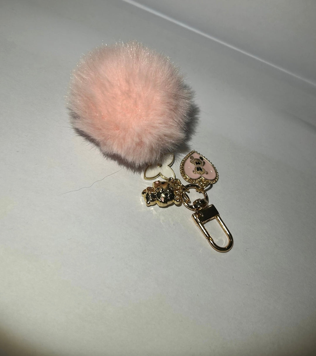 Pink clover flower key ring