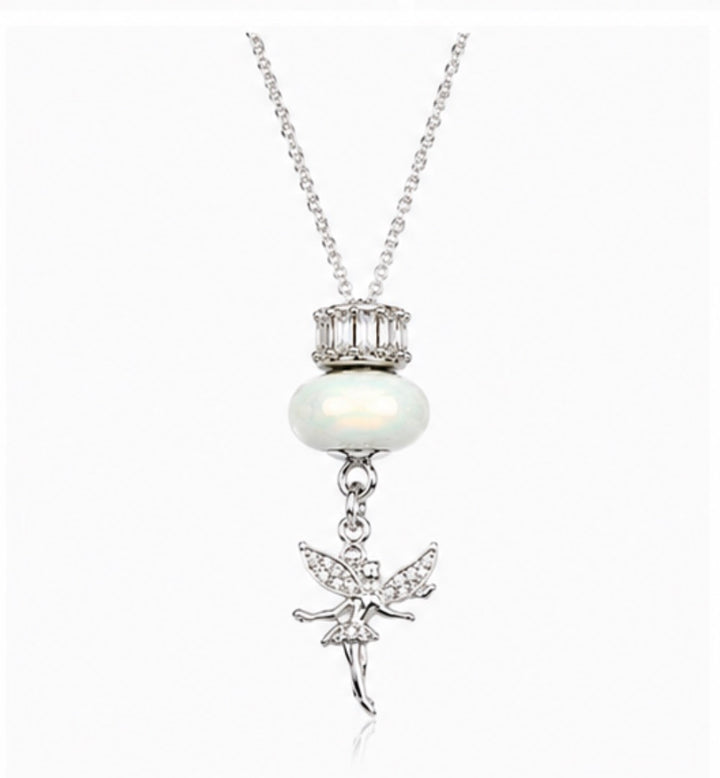 Silver Fairy &amp; Charm Bead Pendant Necklace