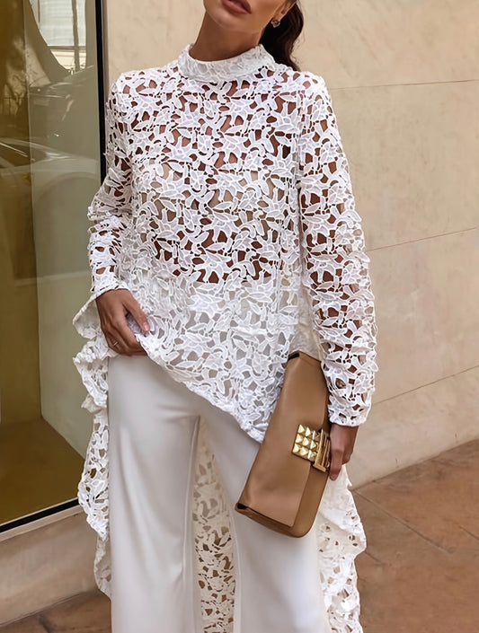 White Lace Long Sleeve Top