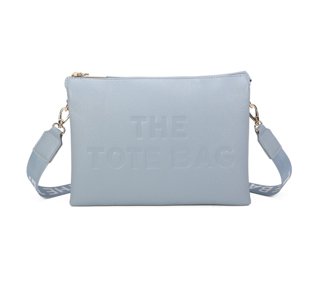 Tote Crossbody Bag With Text Strap