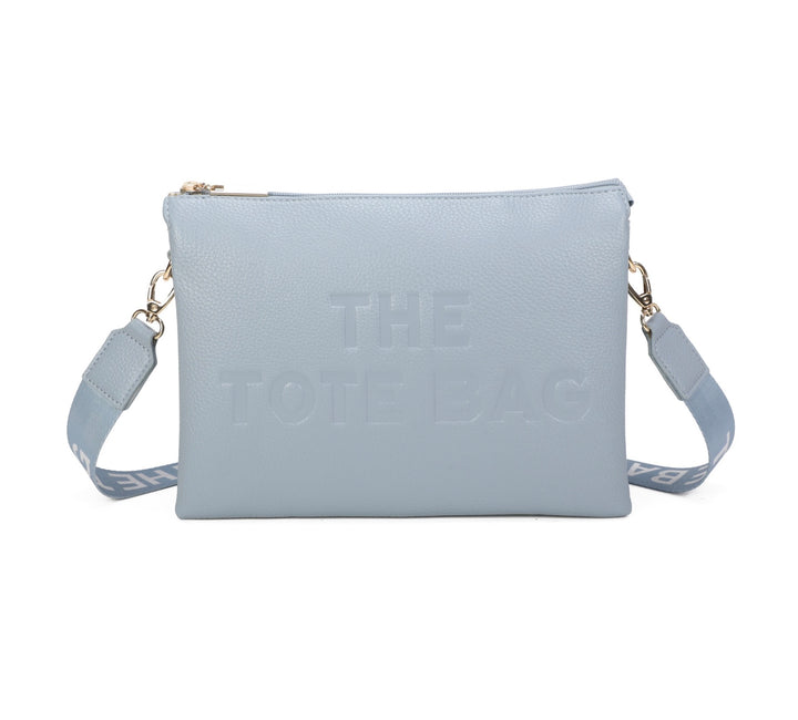 Tote Crossbody Bag With Text Strap