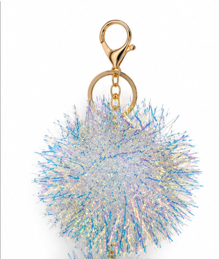 Iridescent Pom Pom Keyring Charm